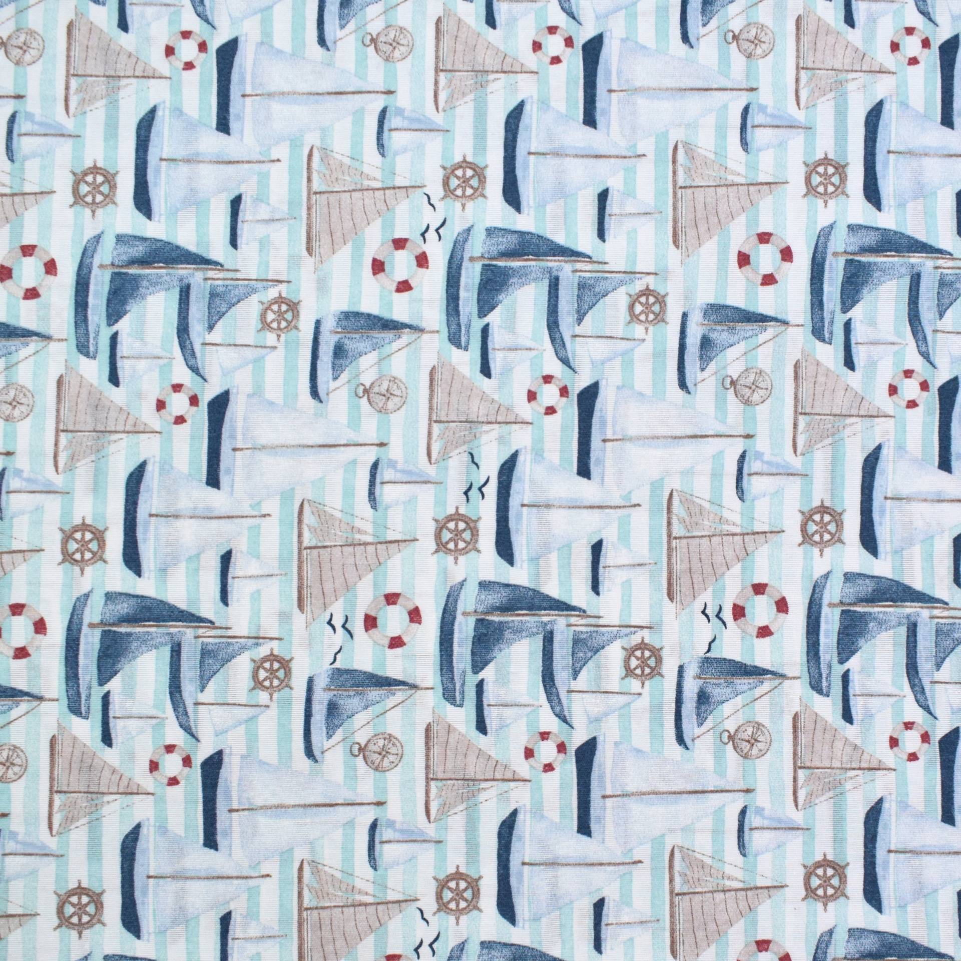 Dekostoff Ottoman Segelboote, wollweiß von Stoffe Hemmers