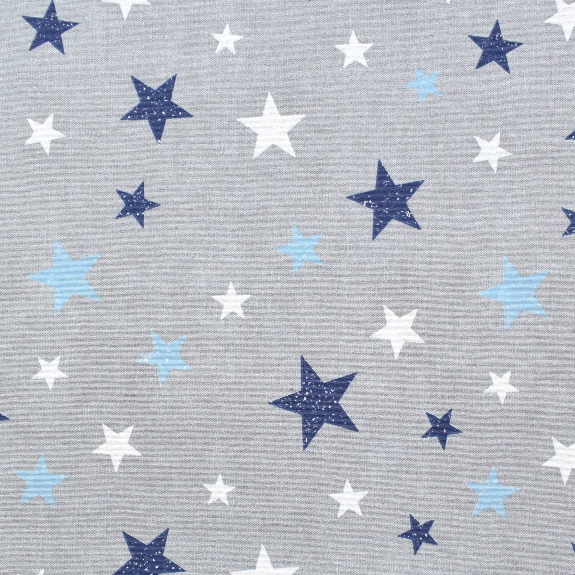 Dekostoff Ottoman Sterne, grau/blau von Stoffe Hemmers