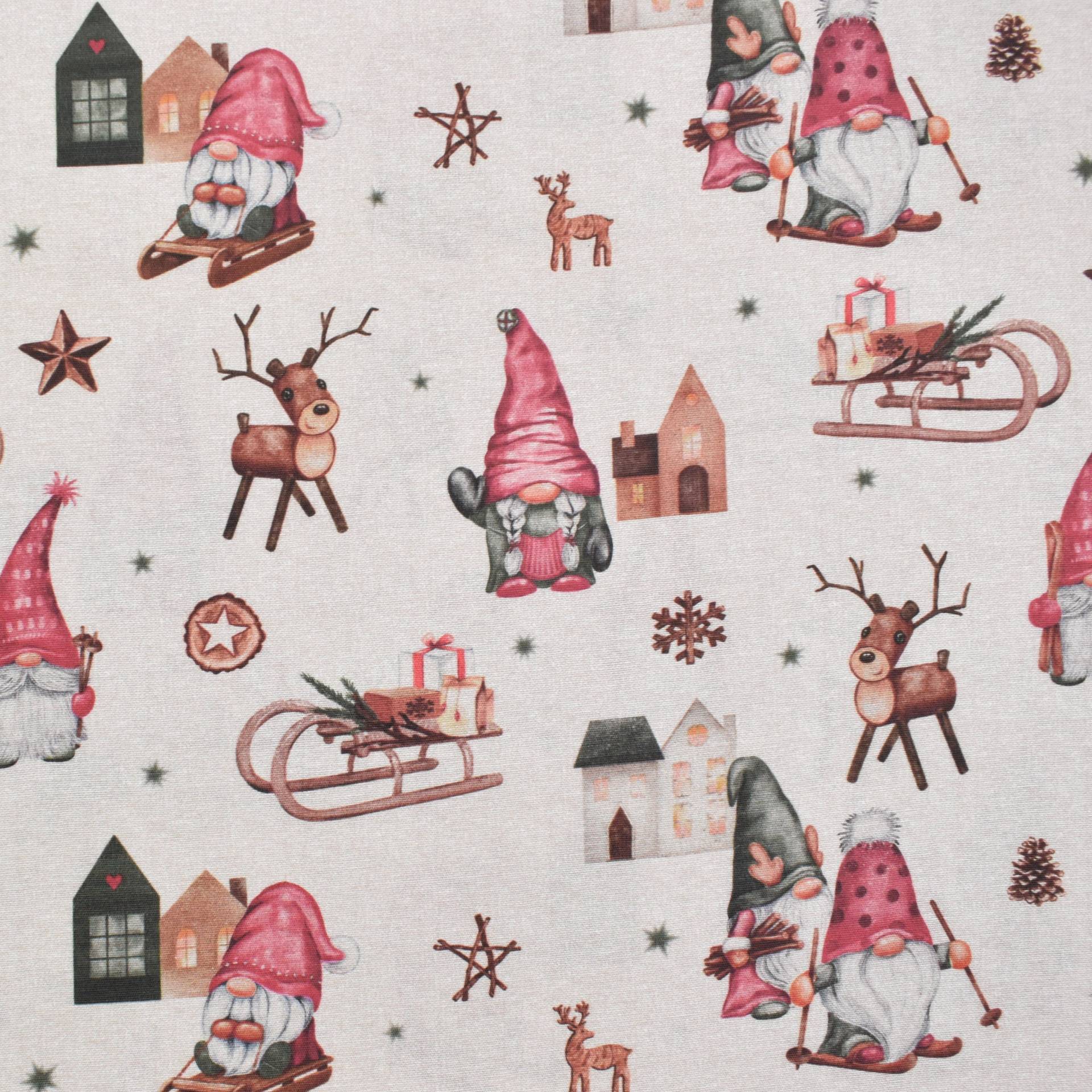 Dekostoff Ottoman Weihnachtswichtel, beige Dekostoff Ottoman Weihnachtswichtel, beige von Stoffe Hemmers