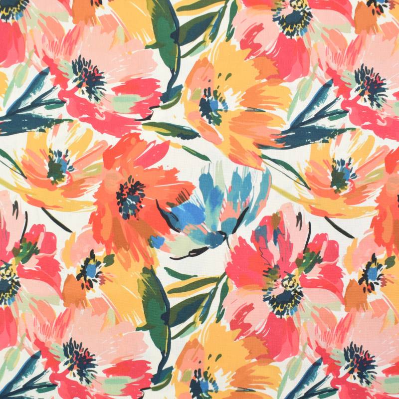 Dekostoff Panama Big Flowers, vanille von Stoffe Hemmers