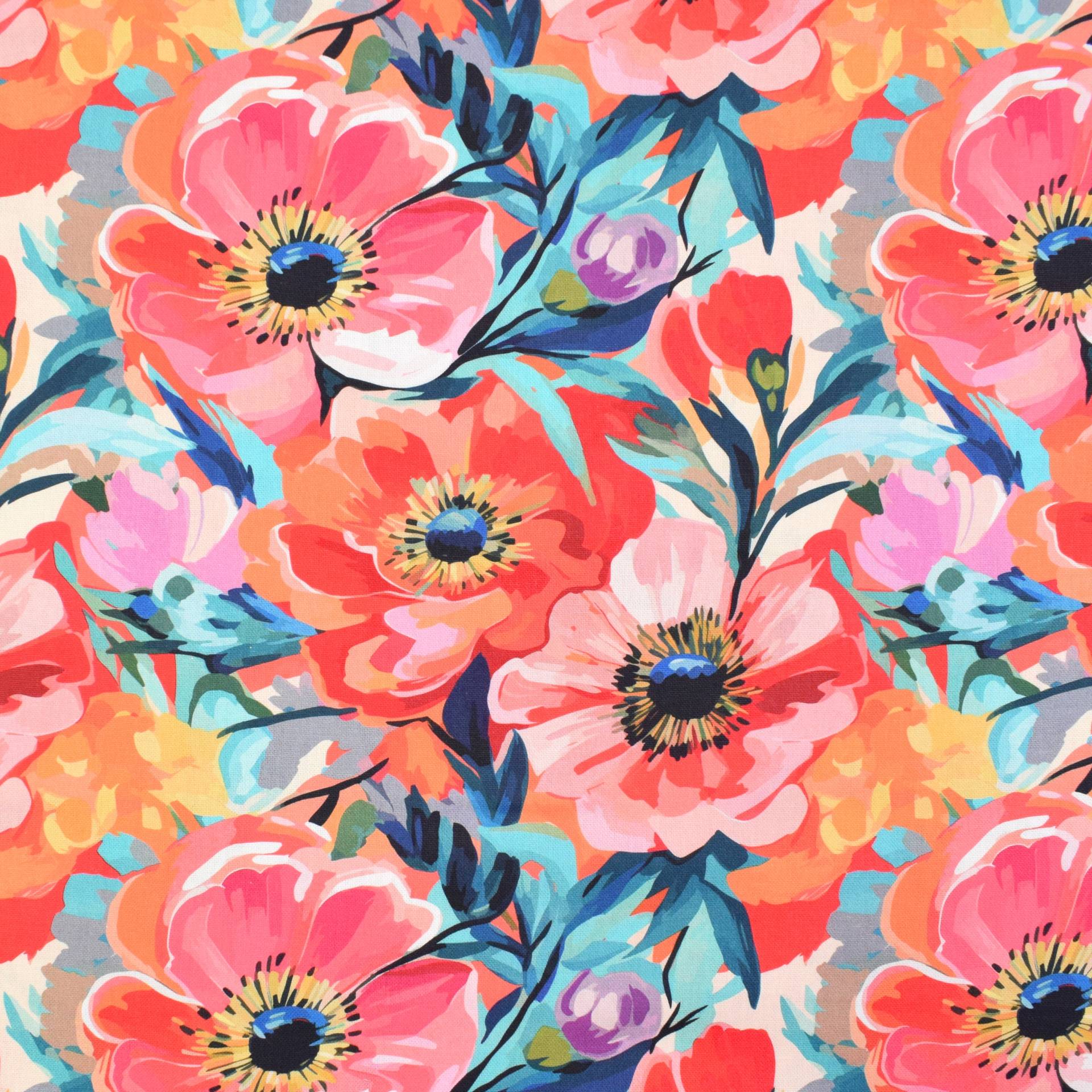 Dekostoff Panama Flower Love, multicolor von Stoffe Hemmers