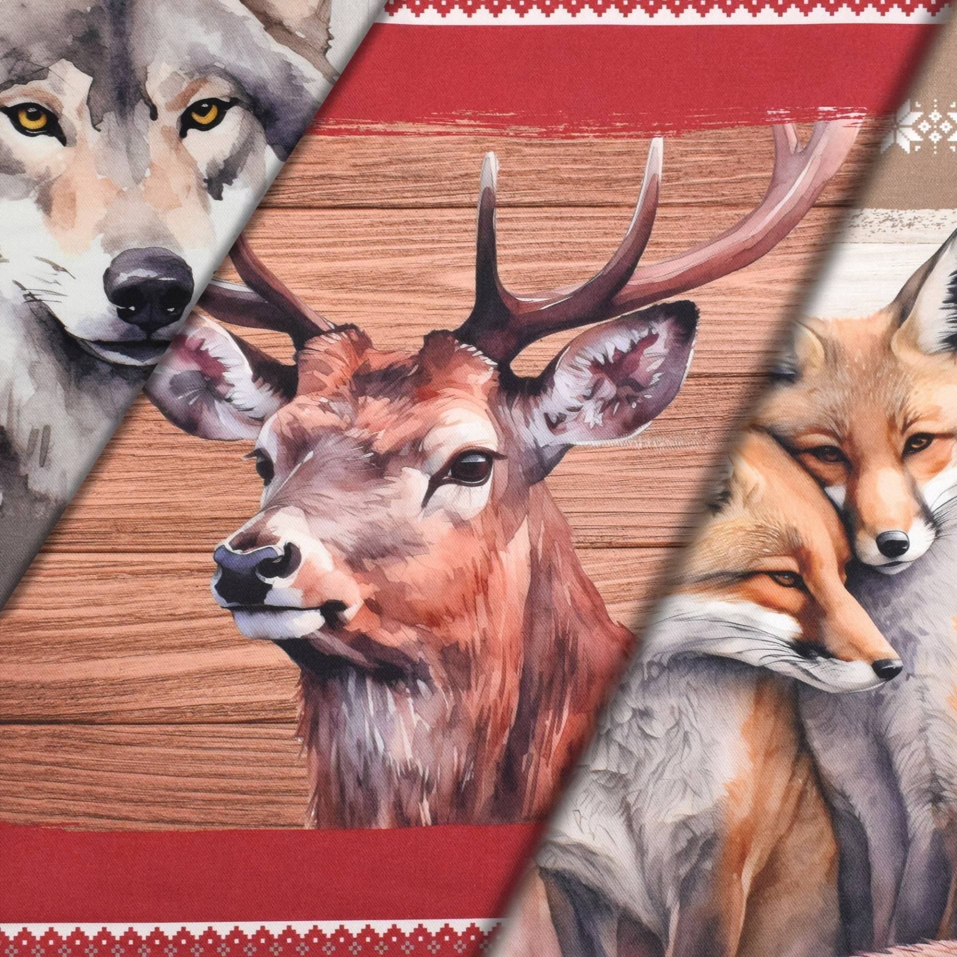 Dekostoff Panel Serge Waldtiere, 160 x 70 cm von Stoffe Hemmers