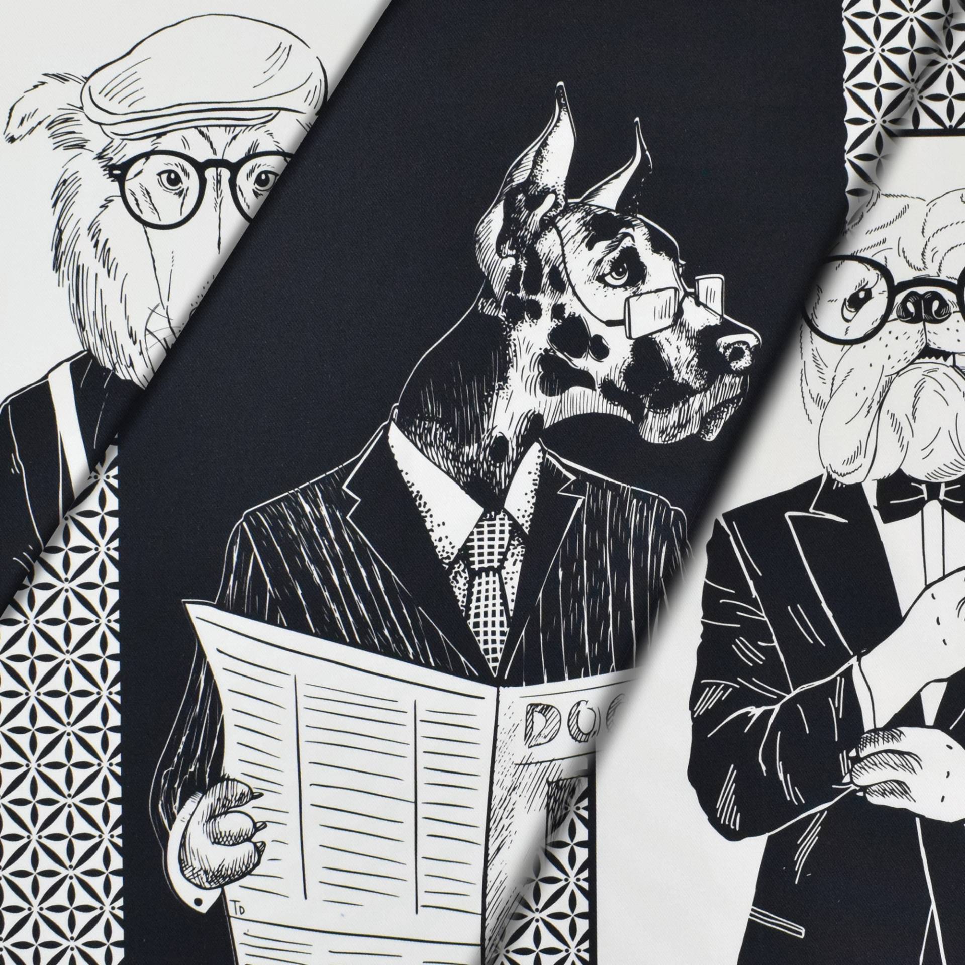 Dekostoff Serge Gentleman Dogs Panel, 160 x 70 cm von Stoffe Hemmers