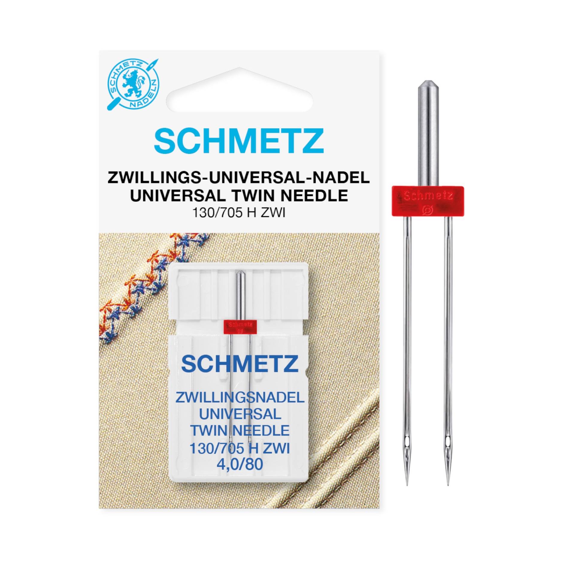 Schmetz Doppelnadel / Zwillingnadel 130/705 H ZWI Universal 4,0/80 von Stoffe Hemmers