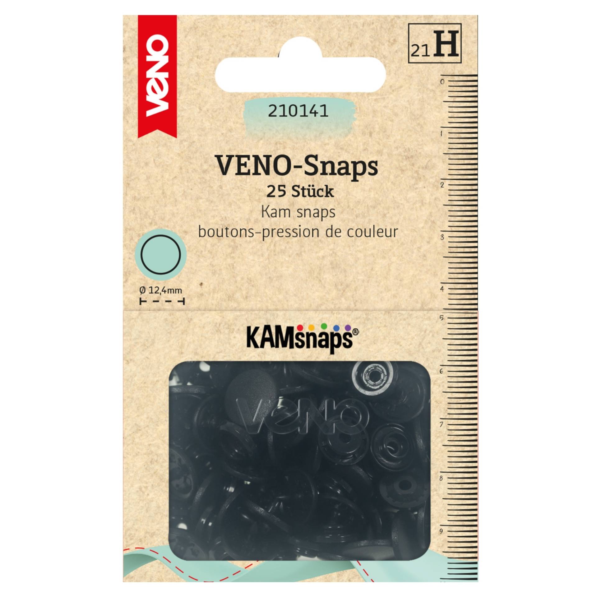 Druckknöpfe KAMsnaps Ø12,4 mm, schwarz von Stoffe Hemmers