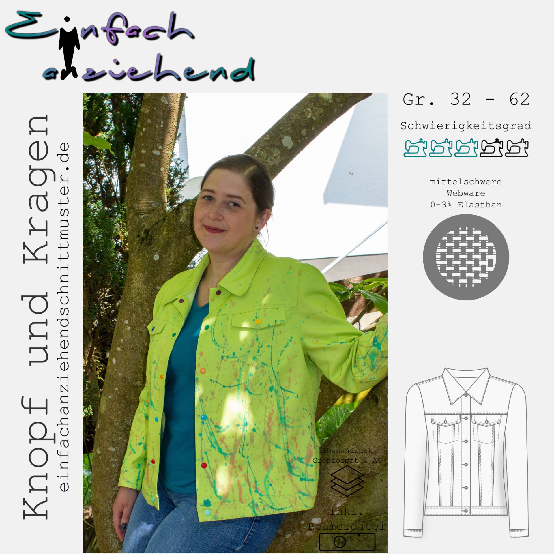 E-Book Einfach anziehend Damen Knopf & Kragen Jeansjacke von Stoffe Hemmers
