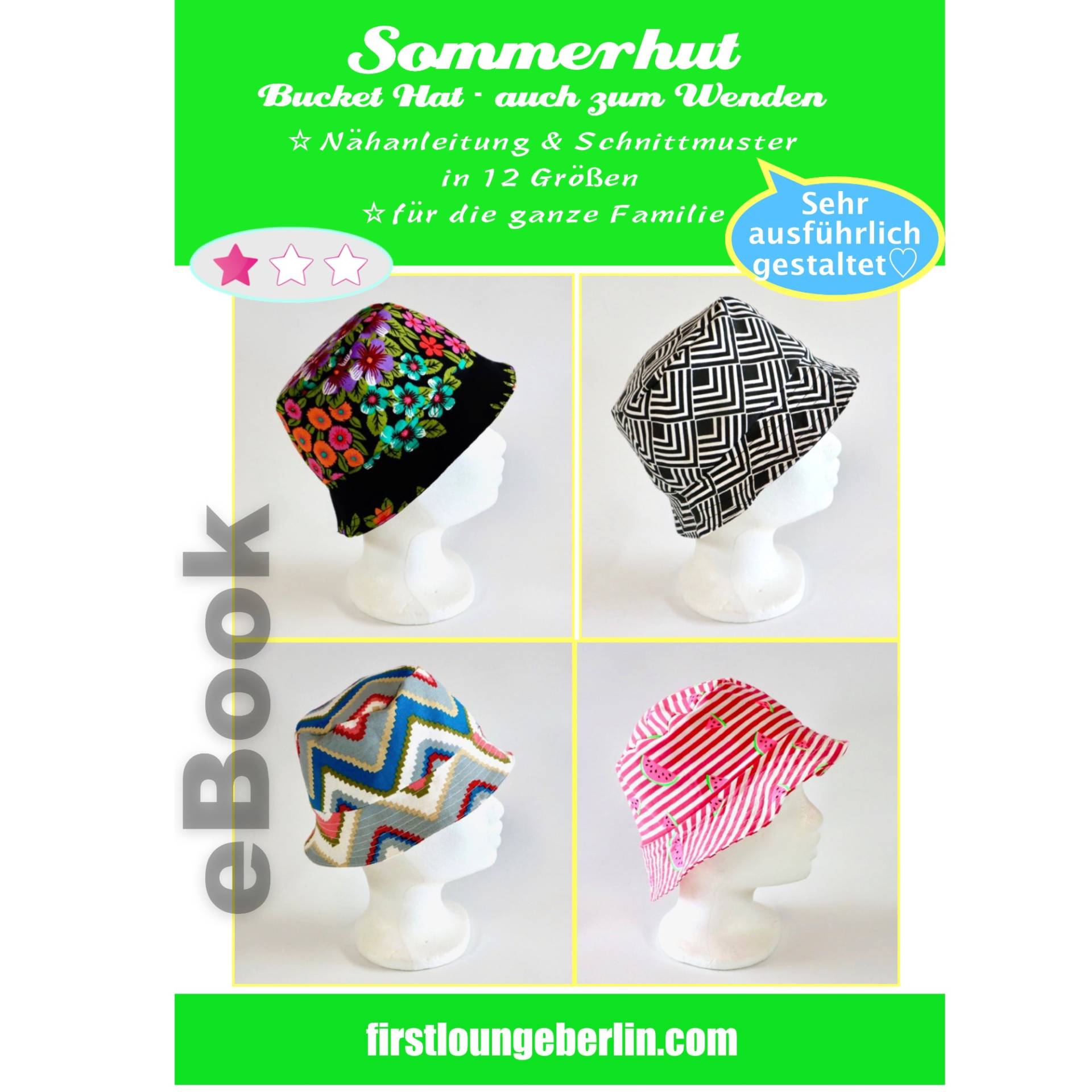 E-Book Firstlounge Berlin Bucket Hat Sommerhut von Stoffe Hemmers