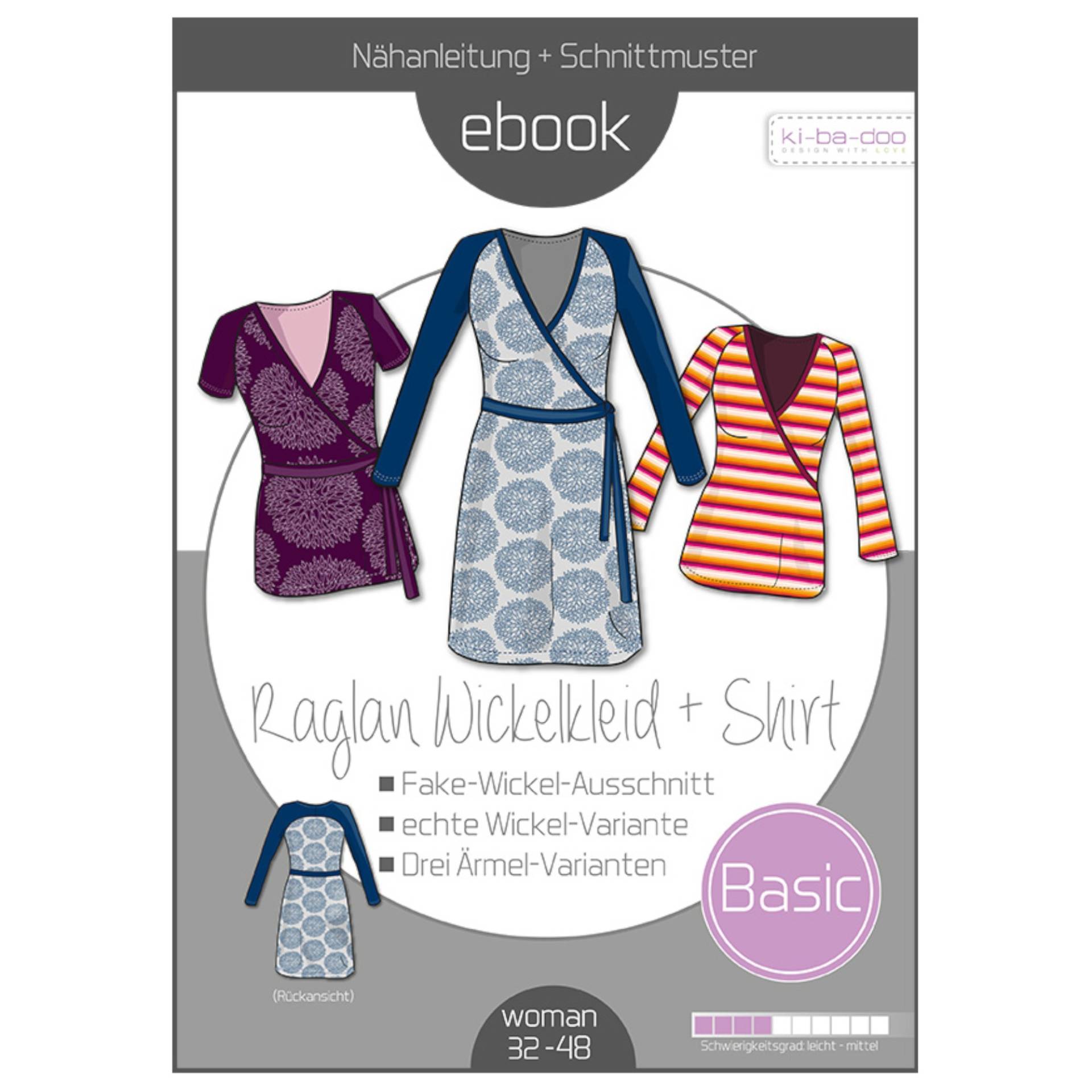 E-Book Ki-Ba-Doo Basic Raglan Wickelkleid-Shirt Damen von Stoffe Hemmers