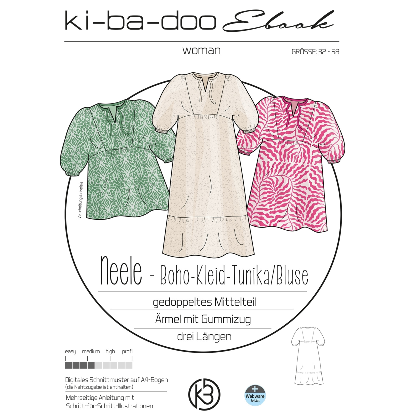 E-Book Ki-Ba-Doo Damen-Kleid/Bluse Blooma von Stoffe Hemmers