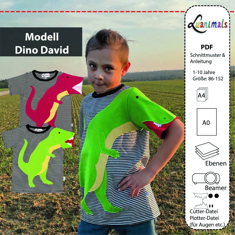E-Book Luanimals Dino David  T-Shirt Kids von Stoffe Hemmers