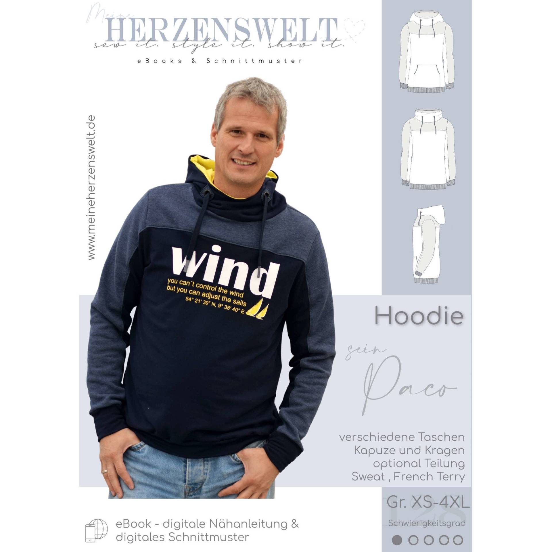 E-Book Meine Herzenswelt Hoodie Herren Paco #128 von Stoffe Hemmers