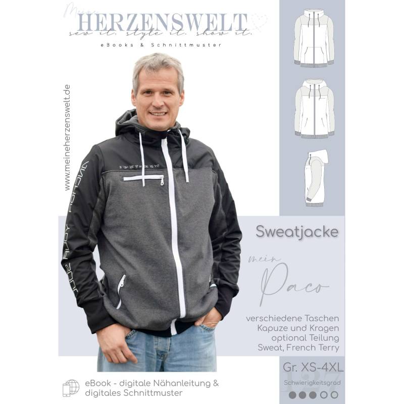 E-Book Meine Herzenswelt Sweatjacke Herren Paco #127 von Stoffe Hemmers