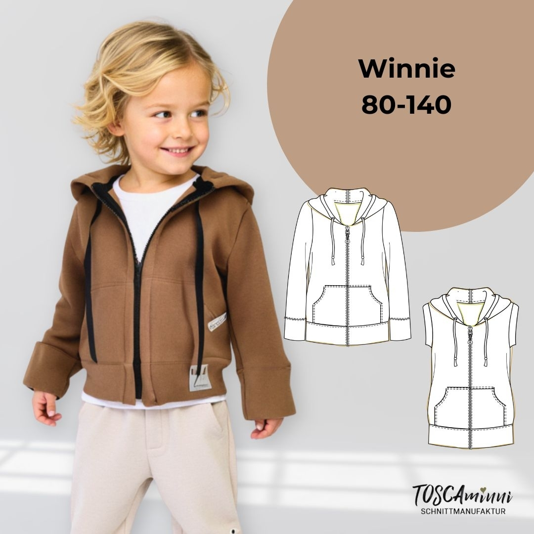 E-Book TOSCAminni Schnittmanufaktur Sweatjacke/-weste Winnie Kids von Stoffe Hemmers