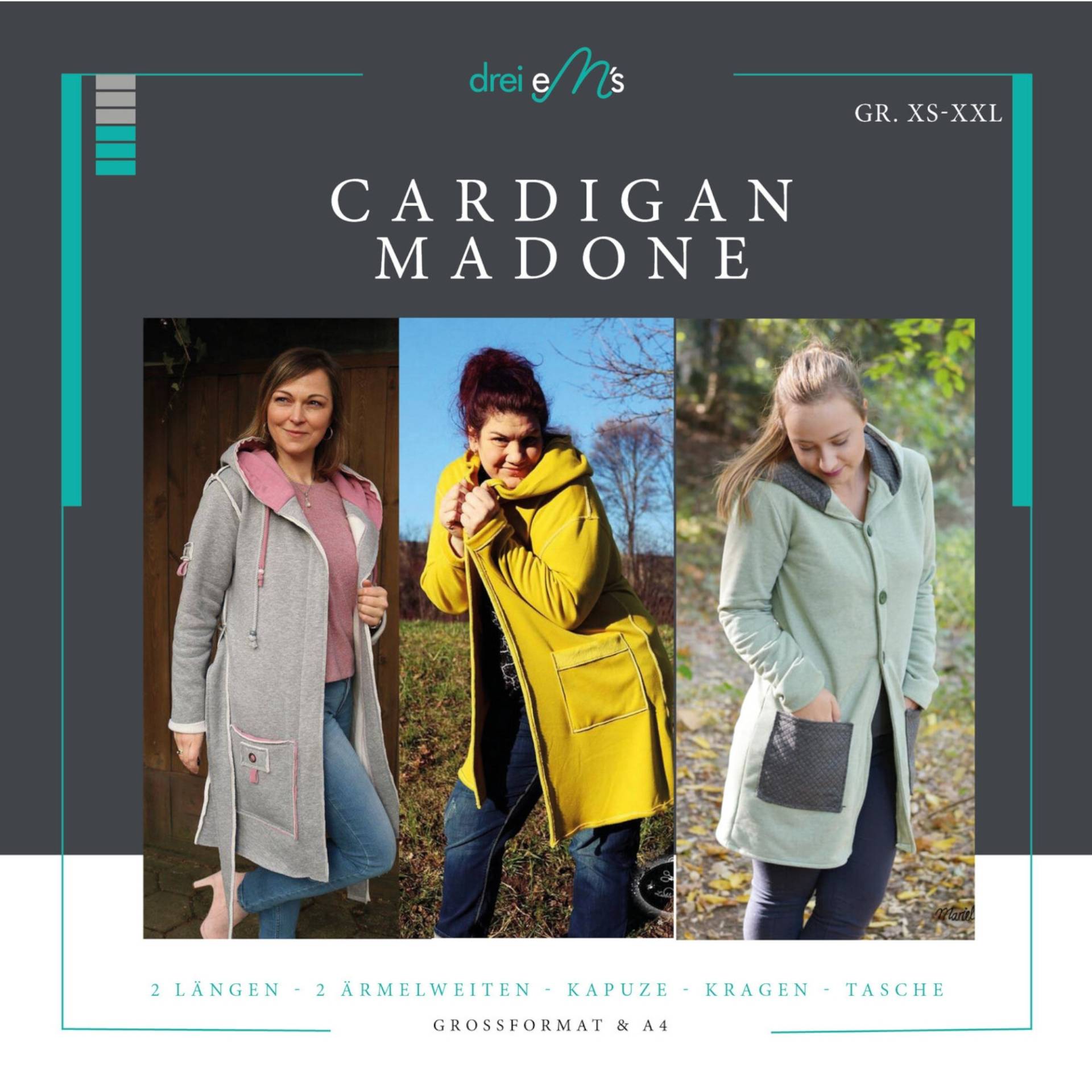 E-Book drei eM's Cardigan Madone von Stoffe Hemmers