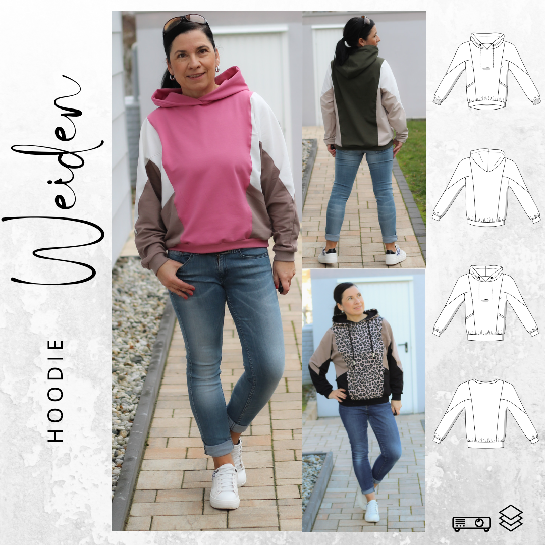 E-Book drei eM's Damen Hoodie Weiden von Stoffe Hemmers