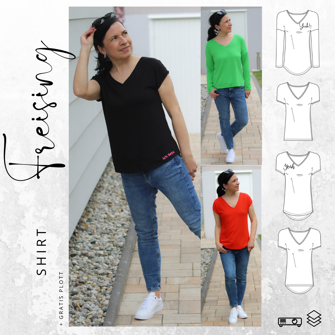 E-Book drei eM's Damenshirt Freising + gratis Plott von Stoffe Hemmers