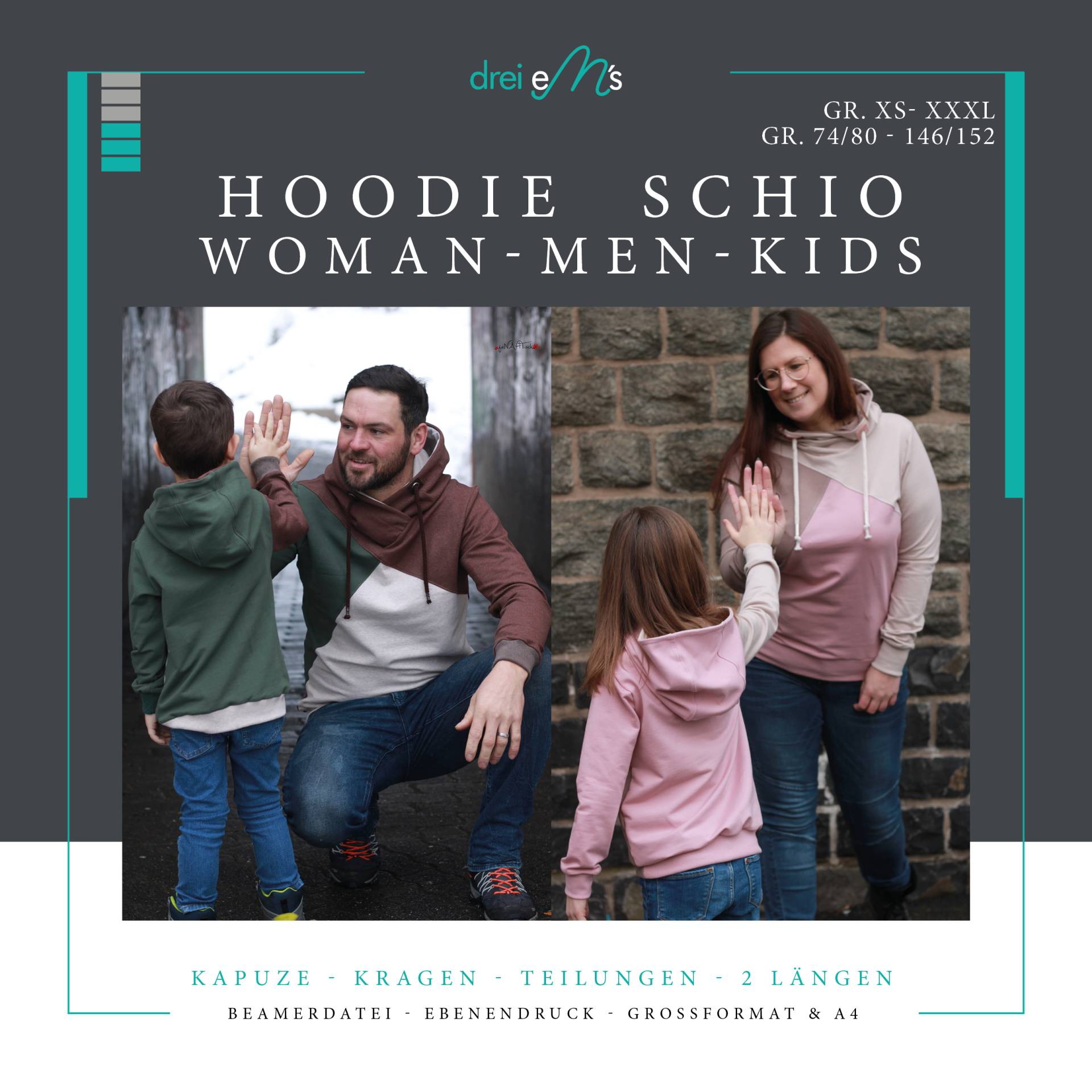 E-Book drei eM's Hoodie Schio Kids - Women - Men von Stoffe Hemmers
