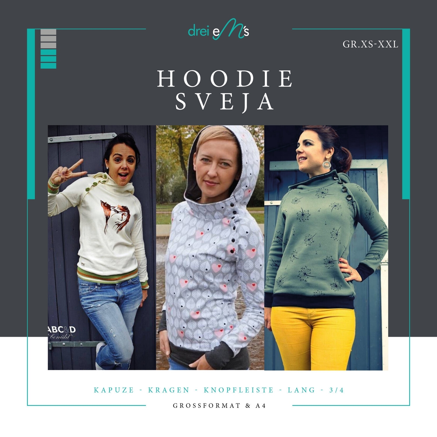 E-Book drei eM's Hoodie Sveja von Stoffe Hemmers