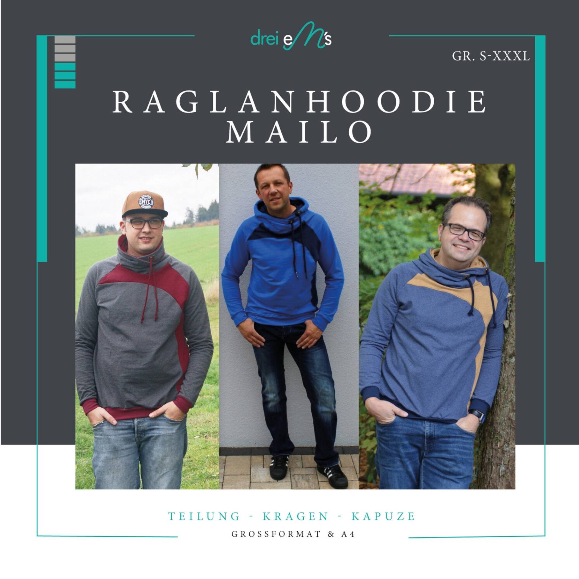 E-Book drei eM's Raglanhoodie Mailo von Stoffe Hemmers