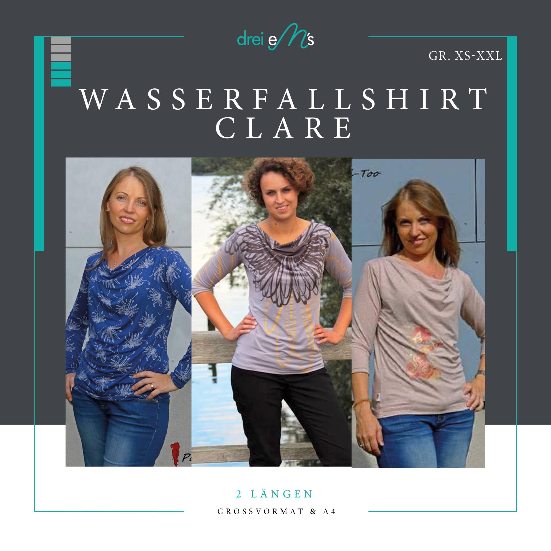 E-Book drei eM's Wasserfallshirt Clare von Stoffe Hemmers
