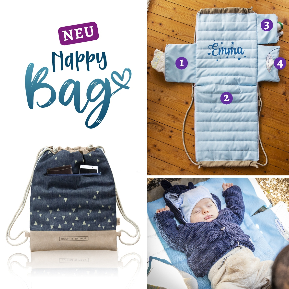Ebook Eing'fadelt Rucksack Nappy Bag Basic Ebook Eing'fadelt Rucksack Nappy Bag Basic von Stoffe Hemmers