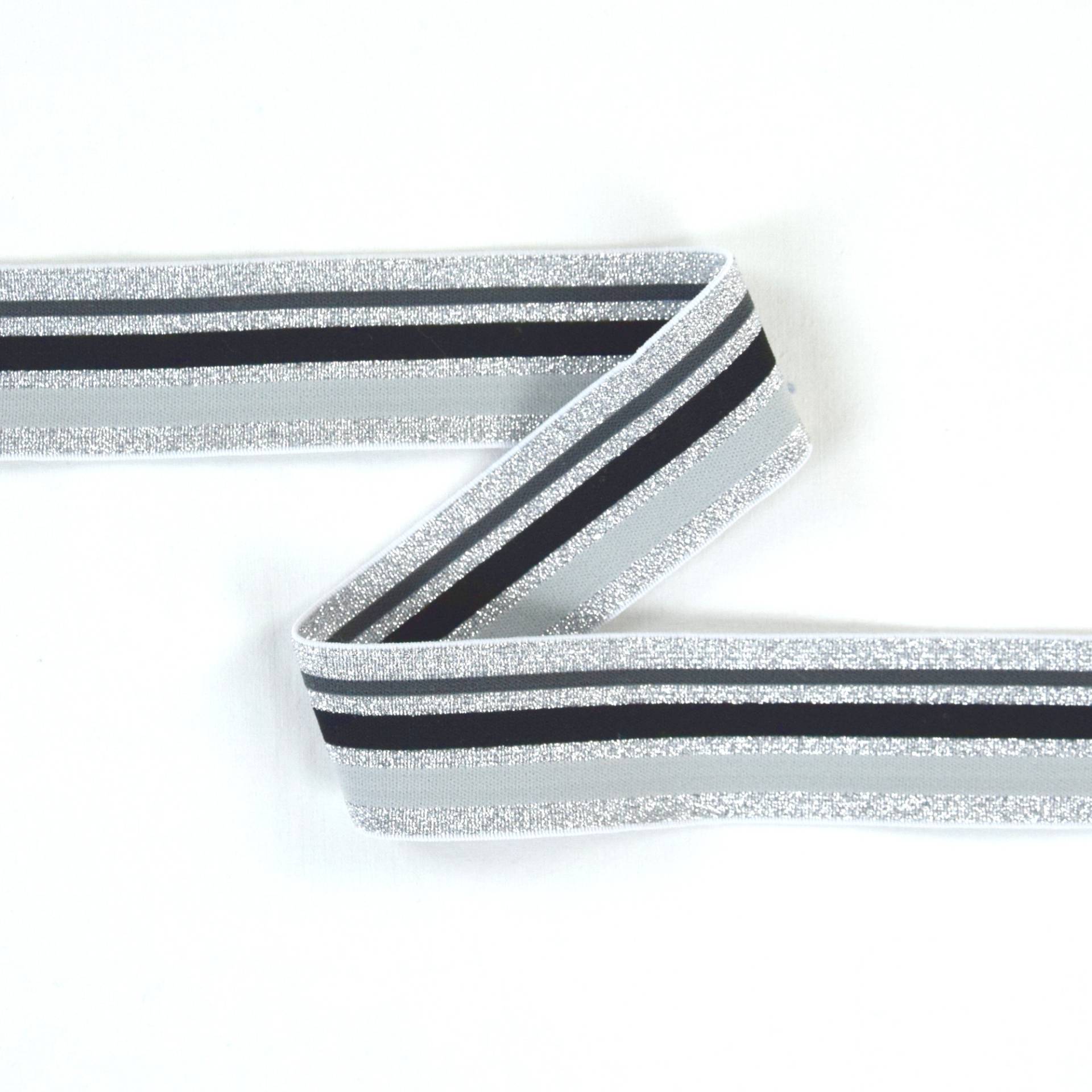 Elastikband Glitzer, 40 mm, Streifen 13 von Stoffe Hemmers