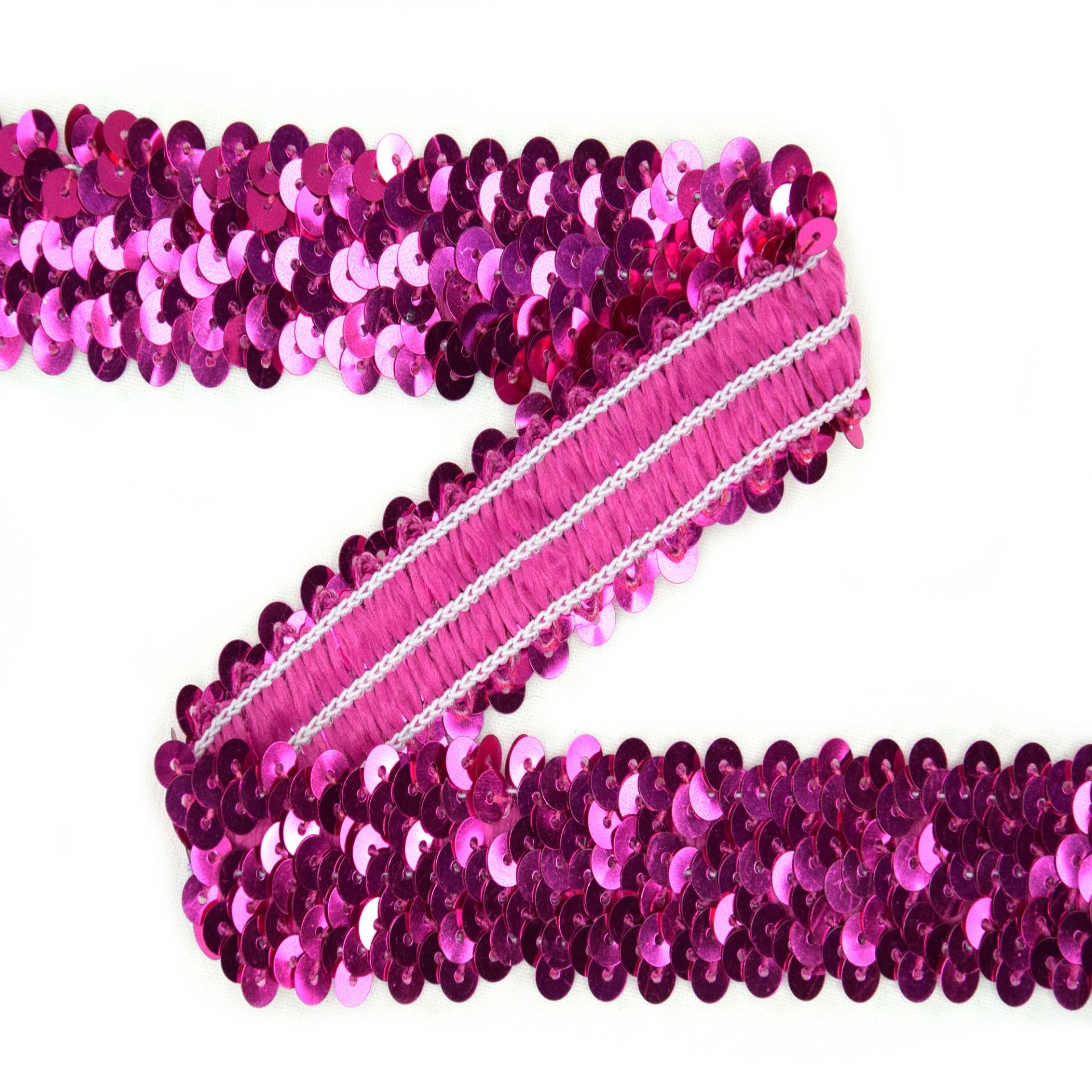 Elastische Paillettenborte 30 mm pink von Stoffe Hemmers