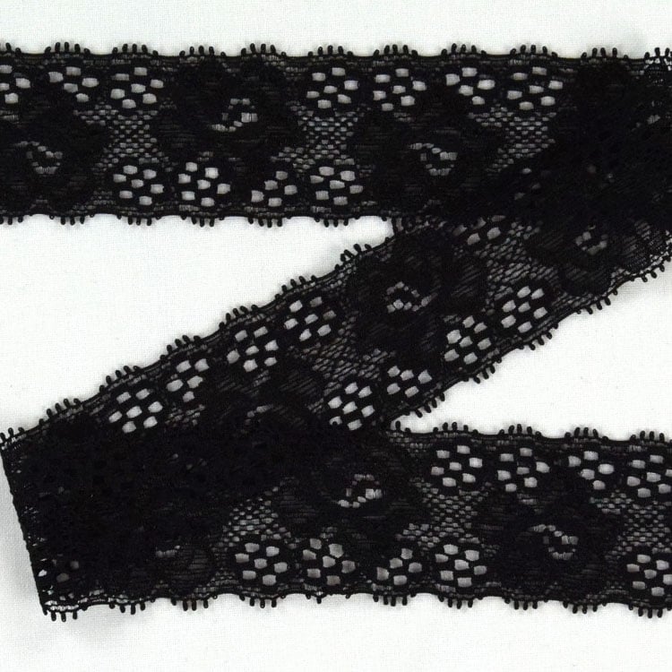 Elastische Spitze, schwarz Elastische Spitze, schwarz von Stoffe Hemmers