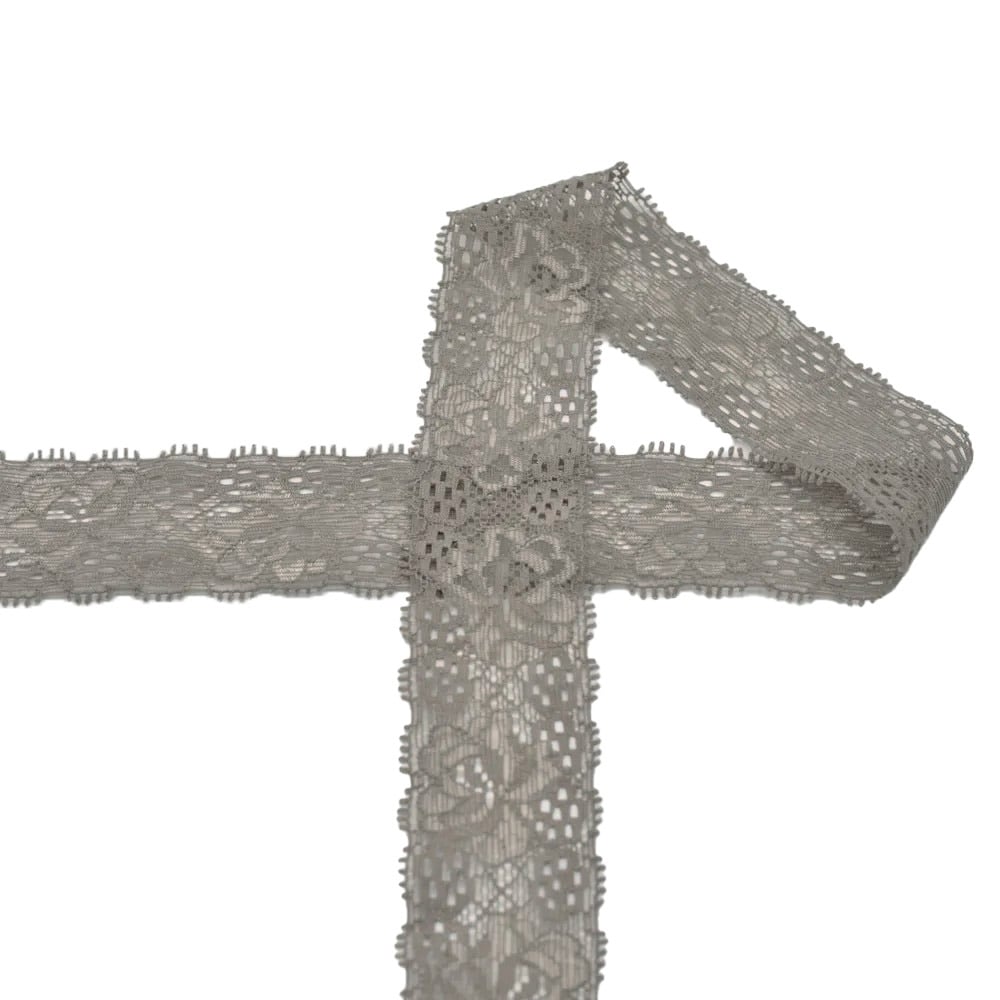 Elastische Spitze, taupe 3 cm von Stoffe Hemmers