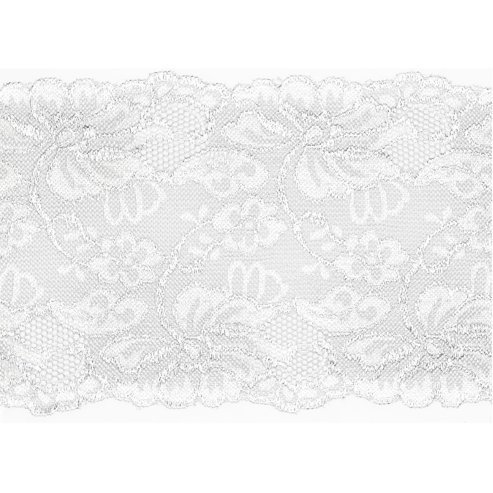 Elastische Spitze, weiß 15 cm Elastische Spitze, weiß 15 cm von Stoffe Hemmers