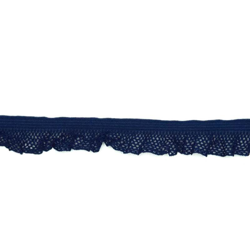 Elastisches Rüschenband, dunkelblau von Stoffe Hemmers