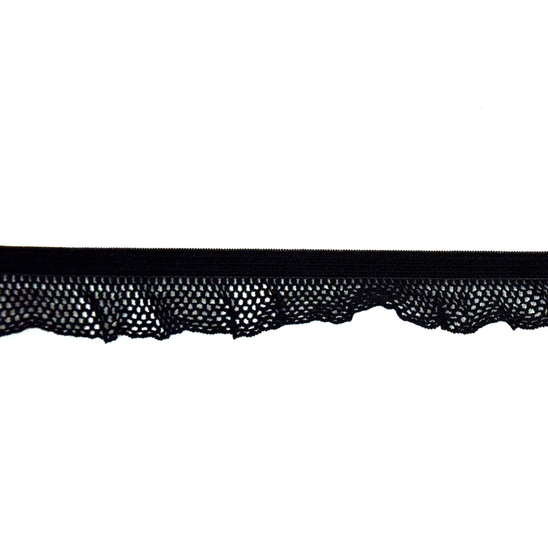 Elastisches Rüschenband, schwarz von Stoffe Hemmers