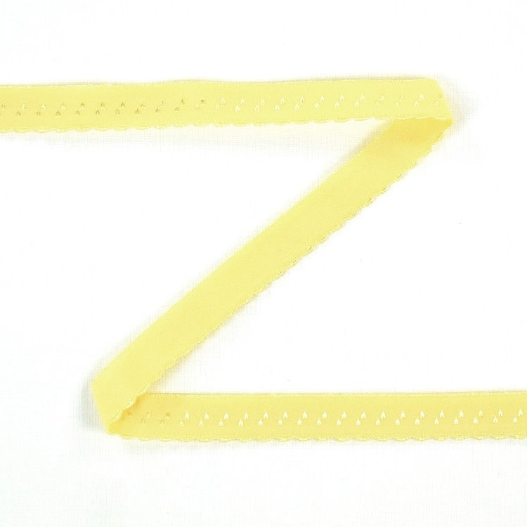 Elastisches Spitzen Einfassband mit Stickerei, gelb 12 mm von Stoffe Hemmers