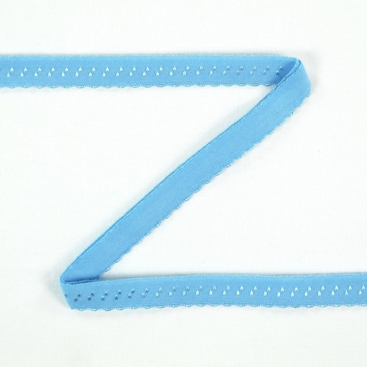 Elastisches Spitzen Einfassband mit Stickerei, hellblau 12 mm von Stoffe Hemmers