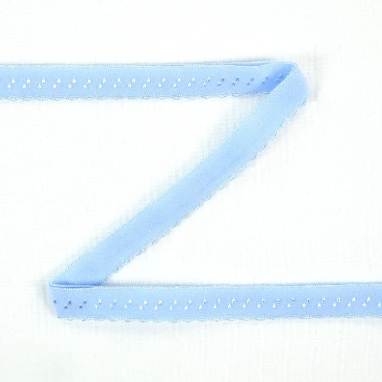 Elastisches Spitzen-Einfassband mit Stickerei, himmelblau 12 mm von Stoffe Hemmers
