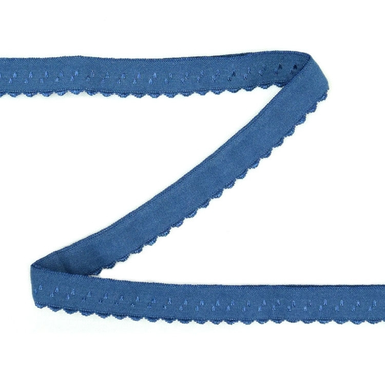 Elastisches Spitzen Einfassband mit Stickerei, jeansblau 12 mm von Stoffe Hemmers