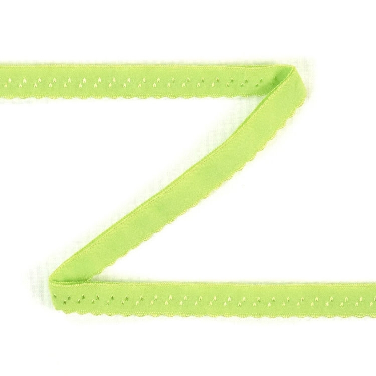 Elastisches Spitzen Einfassband mit Stickerei, limette 12 mm von Stoffe Hemmers