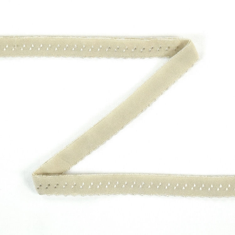 Elastisches Spitzen Einfassband mit Stickerei, sand 12 mm von Stoffe Hemmers