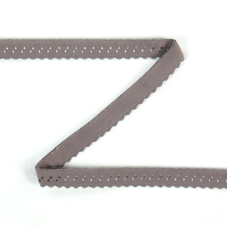 Elastisches Spitzen Einfassband mit Stickerei, taupe 12 mm von Stoffe Hemmers