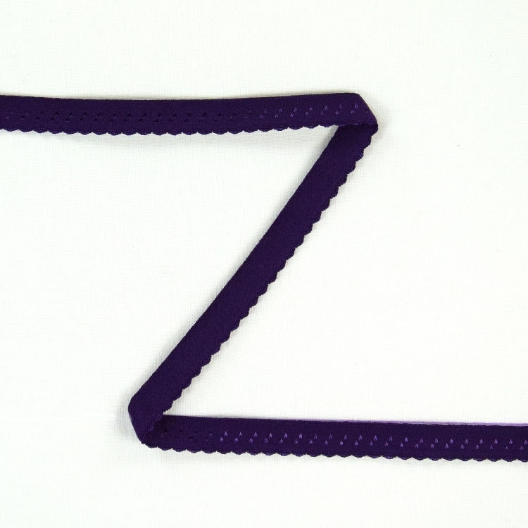 Elastisches Spitzen-Einfassband mit Stickerei, violett 12 mm von Stoffe Hemmers