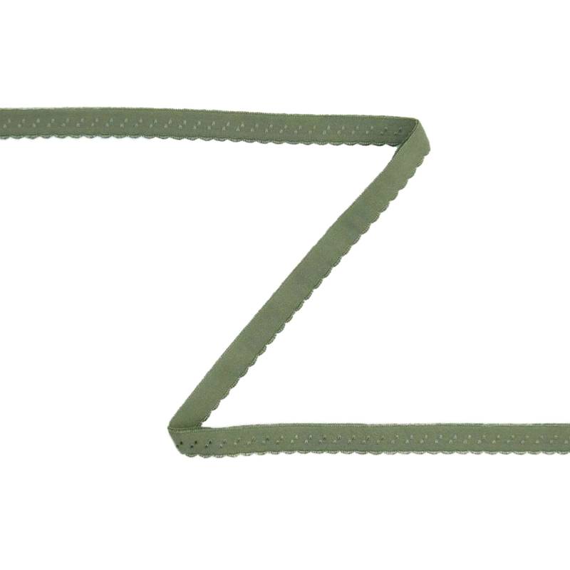 Elastisches Spitzen-Einfassband mit Stickerei altgrün 12 mm von Stoffe Hemmers