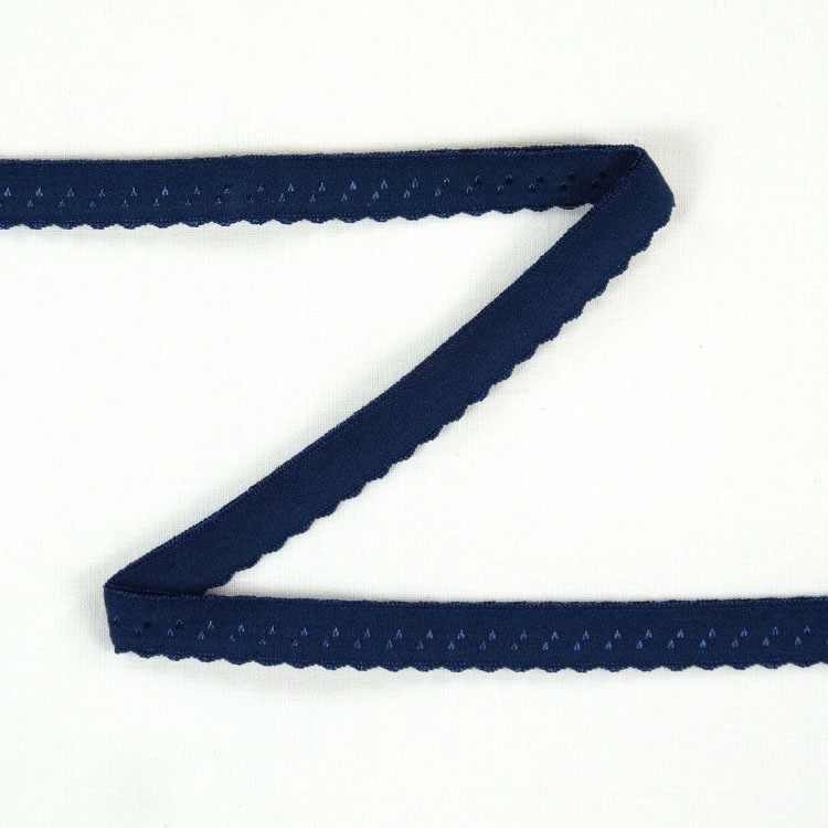 Elastisches Spitzen Einfassband mit Stickerei dunkelblau 12 mm von Stoffe Hemmers