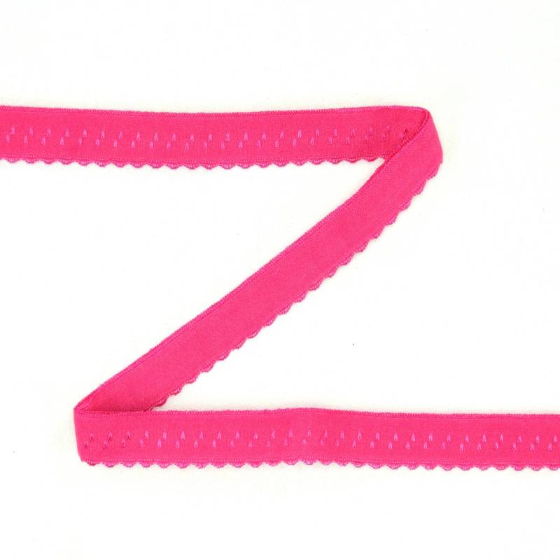 Elastisches Spitzen-Einfassband mit Stickerei pink 12 mm von Stoffe Hemmers