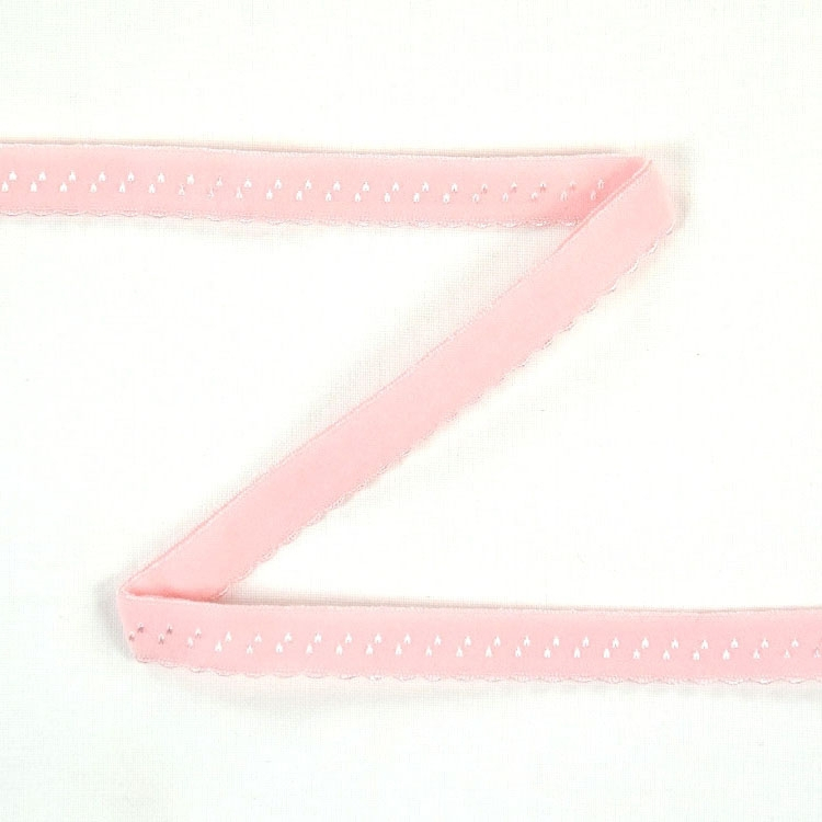 Elastisches Spitzen-Einfassband mit Stickerei rosa 12 mm von Stoffe Hemmers