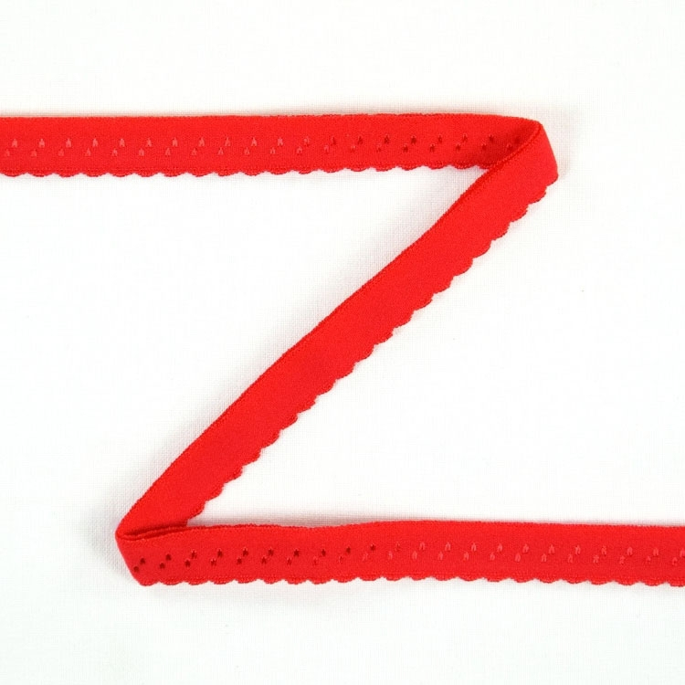 Elastisches Spitzen Einfassband mit Stickerei rot 12 mm von Stoffe Hemmers