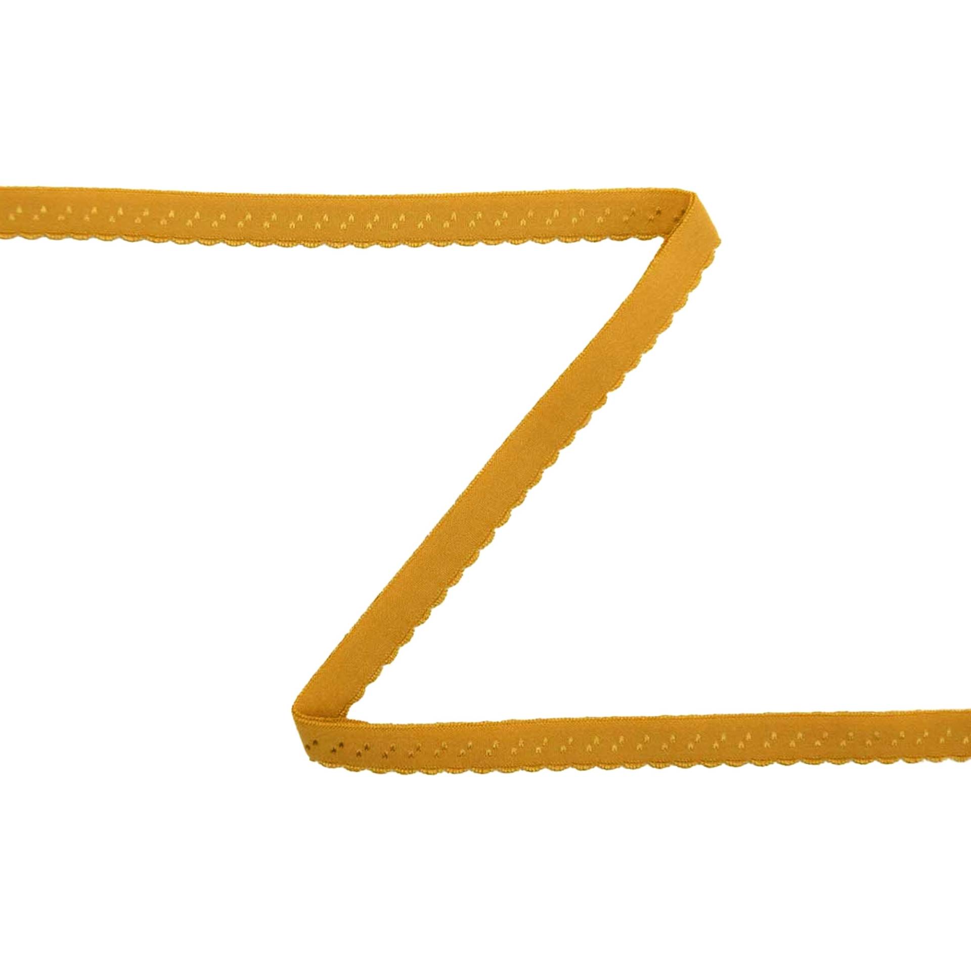 Elastisches Spitzen-Einfassband mit Stickerei senfgelb  12 mm von Stoffe Hemmers