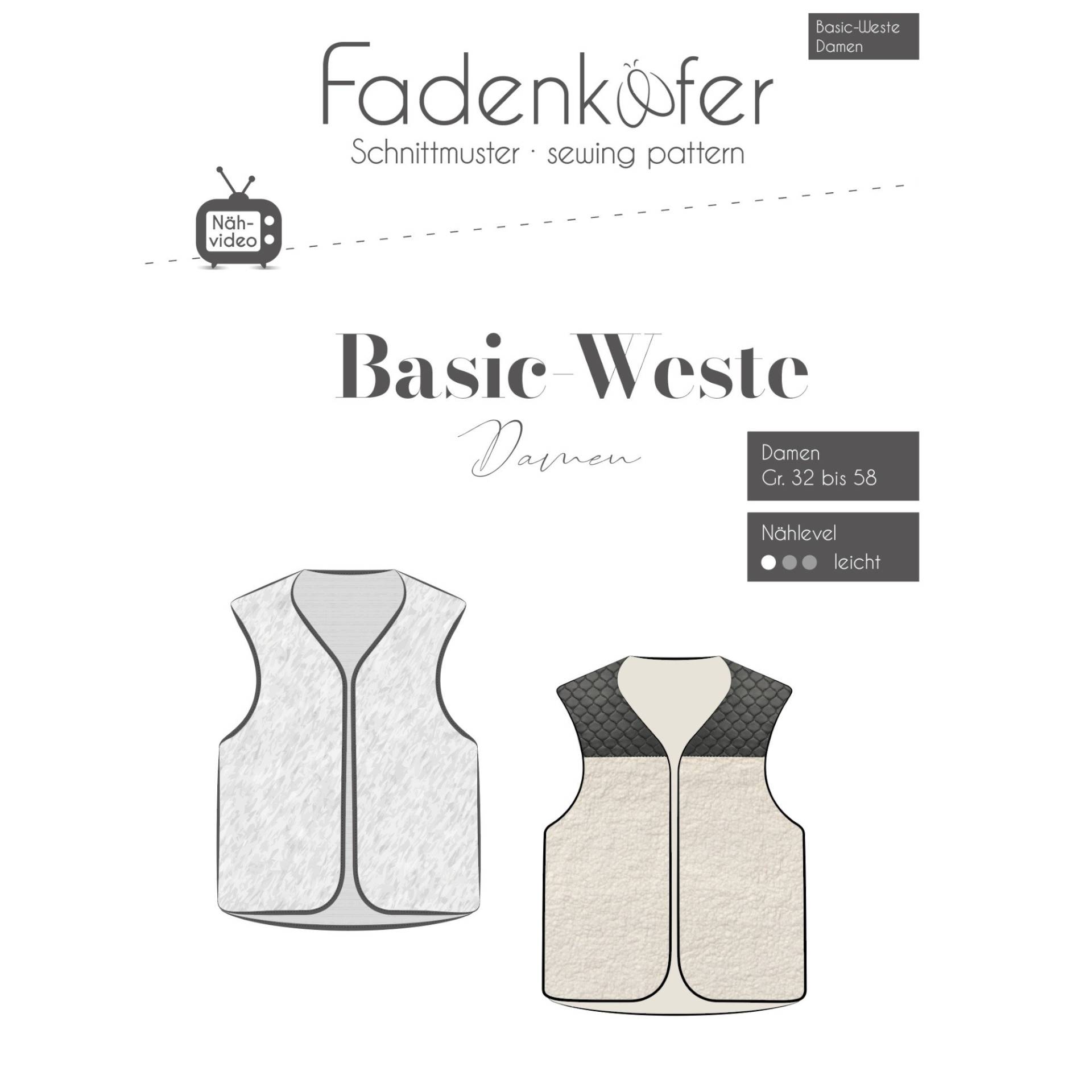 Fadenkäfer Basic Weste Damen Papierschnittmuster Fadenkäfer Basic Weste Damen Papierschnittmuster von Stoffe Hemmers