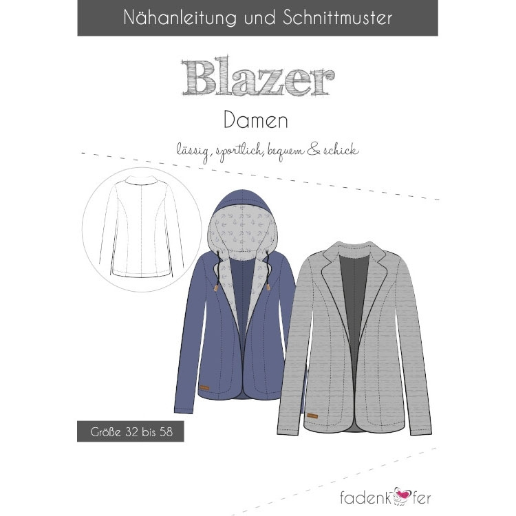 Fadenkäfer Blazer Damen Papierschnittmuster Fadenkäfer Blazer Damen Papierschnittmuster von Stoffe Hemmers