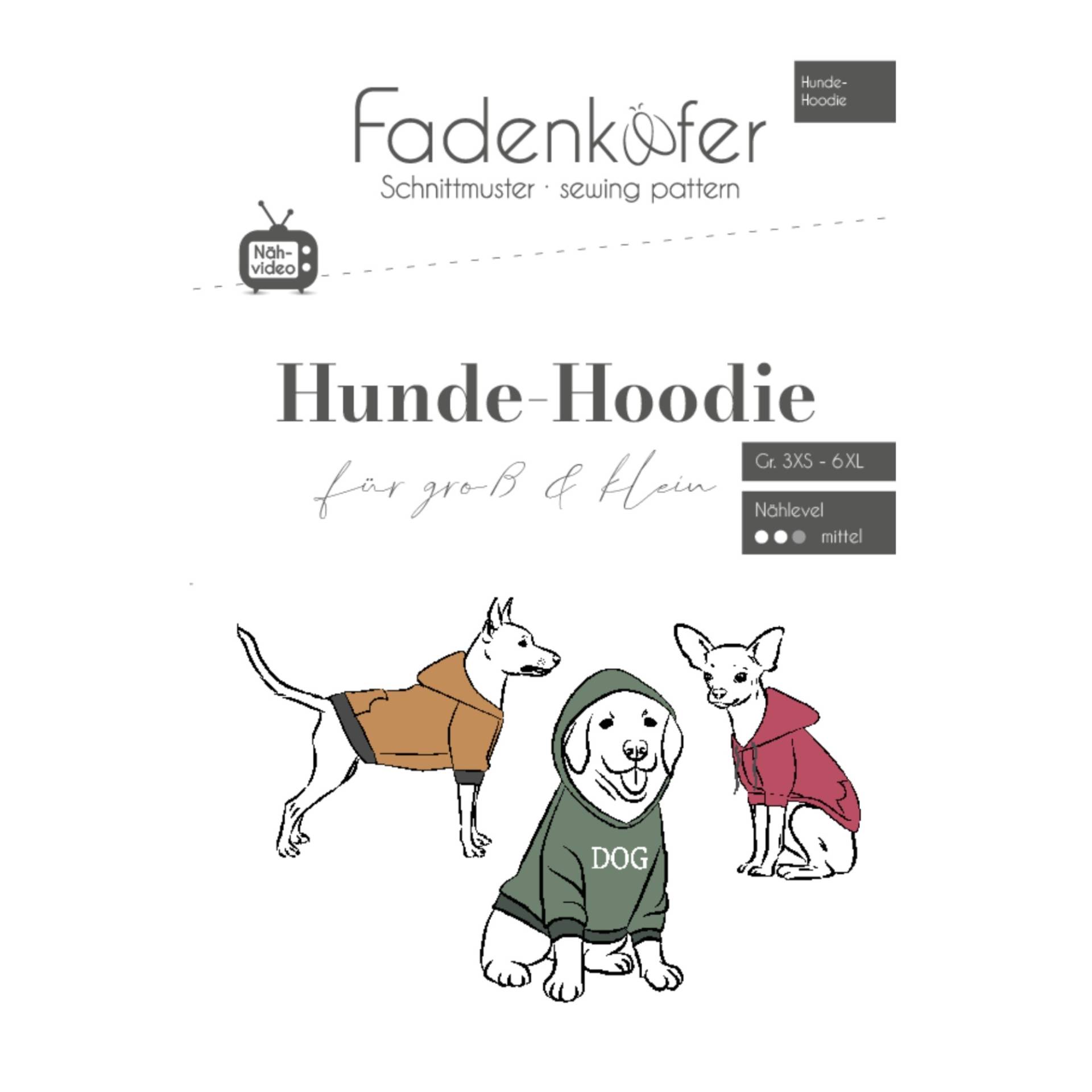 Fadenkäfer Hunde-Hoodie Papierschnittmuster von Stoffe Hemmers