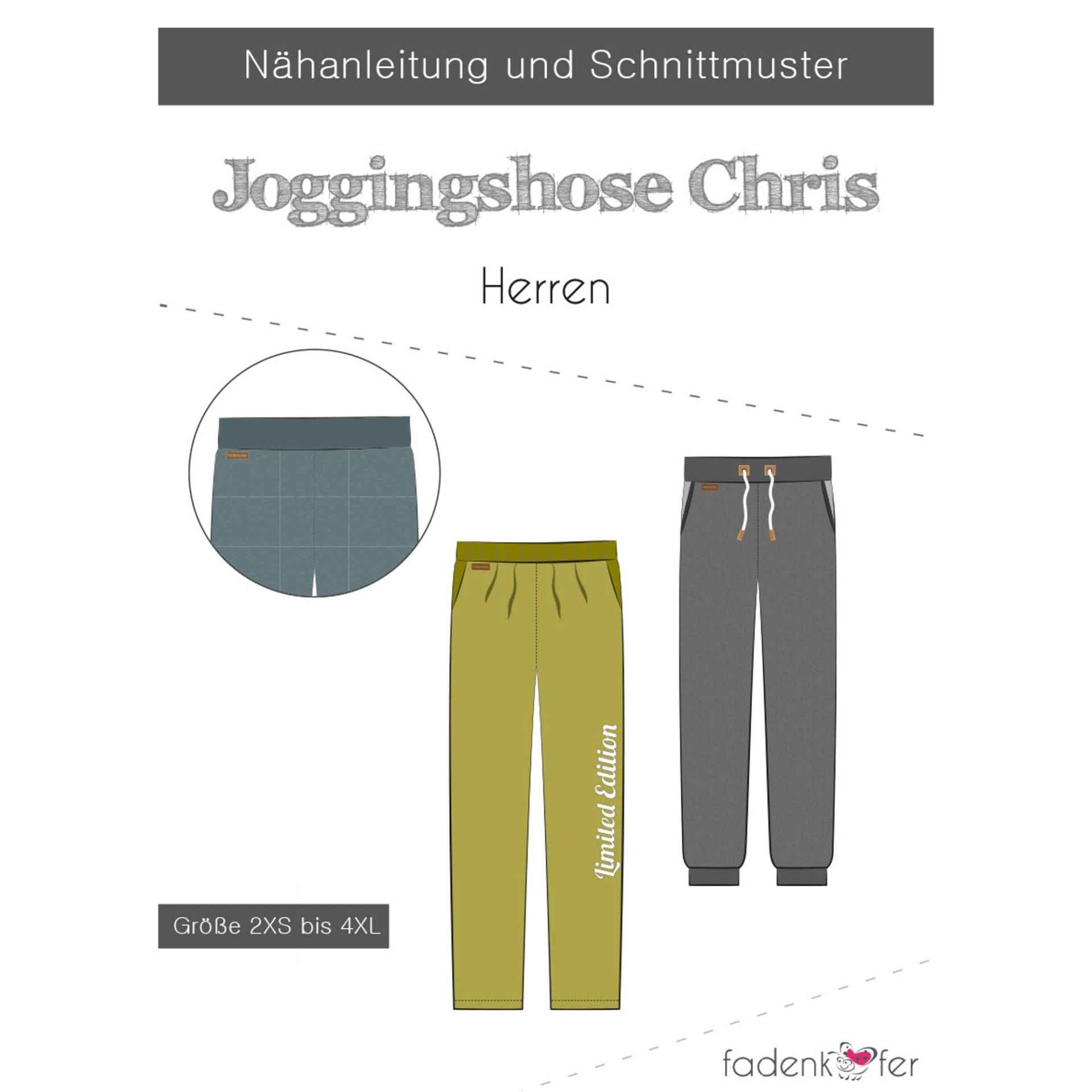 Fadenkäfer Jogginghose Chris Herren Papierschnittmuster von Stoffe Hemmers